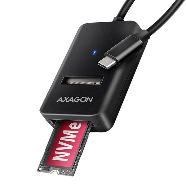 Adaptér Axagon USB-C 3.2 Gen 2 - M.2 NVMe & SATA SSD, kabel 10cm čierny


