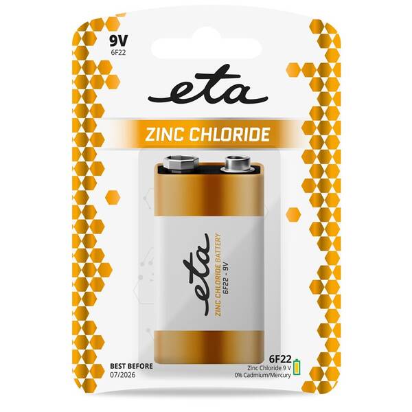 Batéria zinkochloridová ETA 6F22, 9V, blister 1ks 

