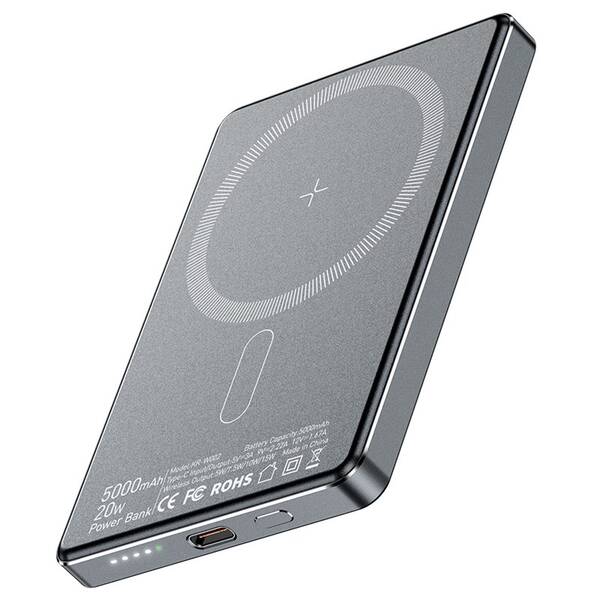 Powerbank Essager 5000 mAh magnetická bezdrôtová (kompatibilná s MagSafe) sivá

