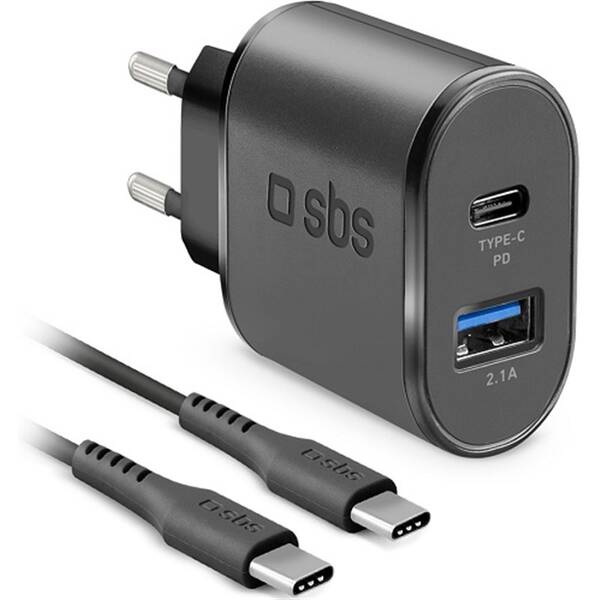 Nabíjačka do siete SBS USB/USB-C 18W čierna

