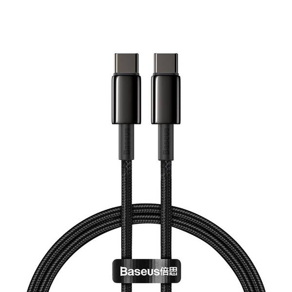 Kábel Baseus Tungsten Gold USB-C/USB-C, 100W, 1m čierny

