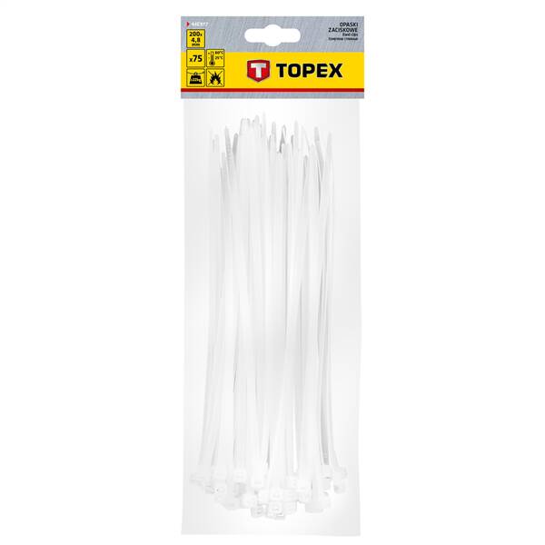 Sťahovacie pásky Topex 4,8x200 mm (75 ks) 

