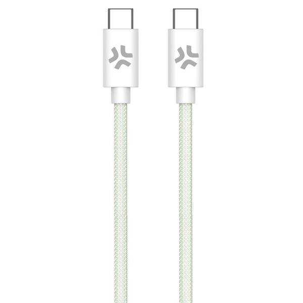 Kábel Celly USB-C/USB-C, opletený (bavlnený), 60 W, 1,5 m zelený

