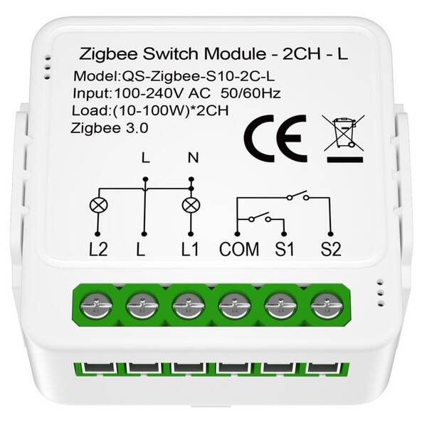 Modul IMMAX NEO SMART kontrolér (L) V8 2-tlačidlový Zigbee 3.0, Tuya 


