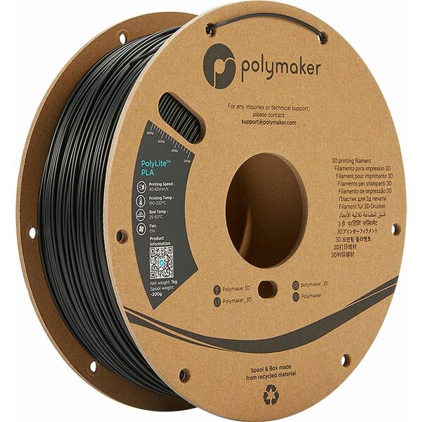 Tlačová struna (filament) Polymaker PolyLite PLA, 1,75 mm, 1 kg čierny

