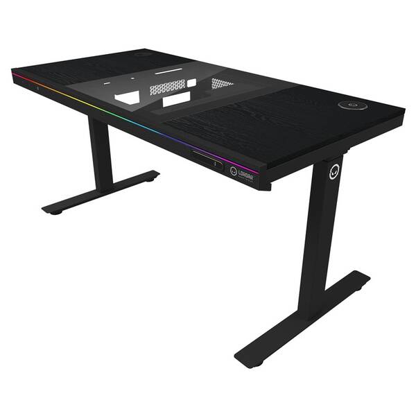 Herný stôl Lorgar DE90 RGB Wood čierny

