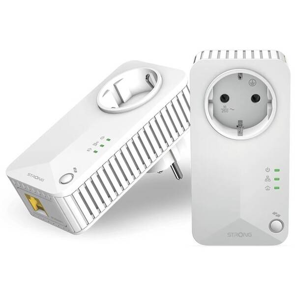Sieťový rozvod LAN po 230V Strong sada 2 adaptérov Powerline 600 DUO EU/ 600 Mbit/s/ 1x LAN biely

