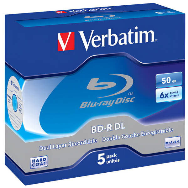 Disk Verbatim BD-R DL 50GB, 6x, jewel, 5ks 

