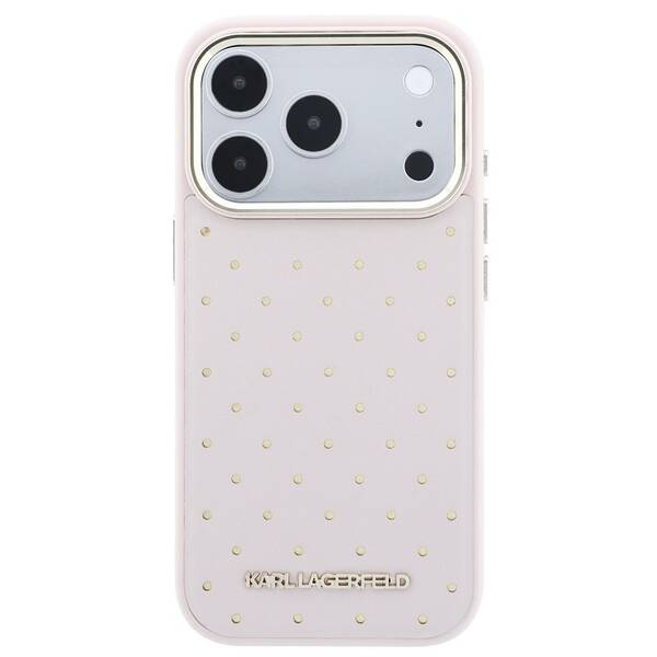 Kryt na mobil Karl Lagerfeld PU Perforated Gold Dots MagSafe na Apple iPhone 17 Pro ružový


