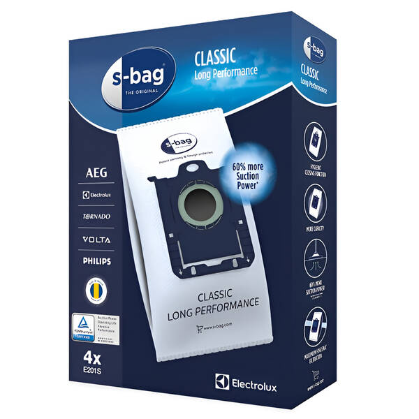 Vrecká pre vysávače Electrolux s-bag® Classic Long Performance E201S (4 ks) 

