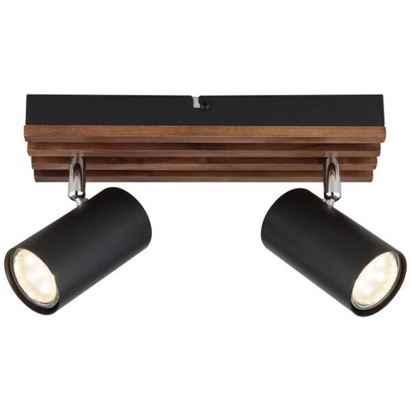 LED stropné svietidlo GLOBO Kayden, 2x GU10 čierne/drevené

