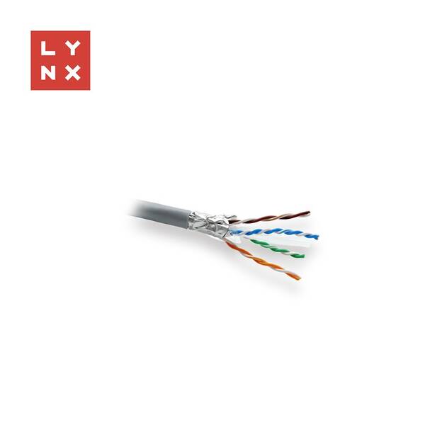 Kábel Lynx FTP Cat6, PVC (Eca), celoměděný, vnitřní, cívka 305m sivý

