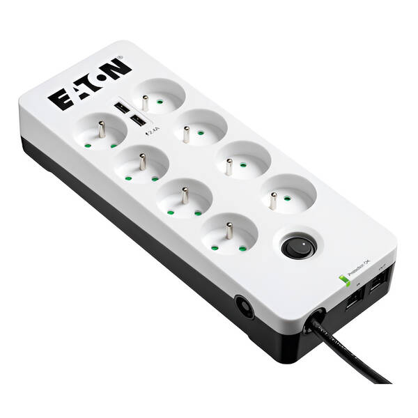 Prepäťová ochrana Eaton Protection Box 8 x zásuvka, 2x USB biela

