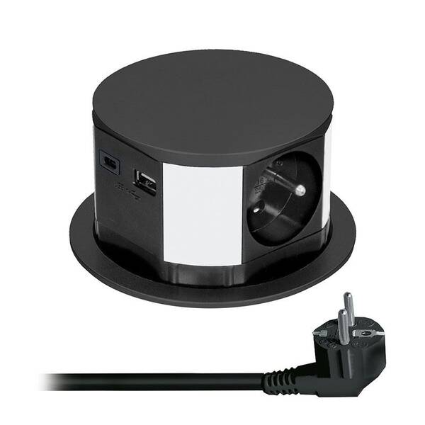 Kábel predlžovací Solight 3z+USB A+C 20W PD, výsuvný blok zásuvek, 2 m biely

