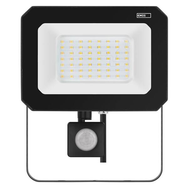 Reflektor EMOS SIMPO 50W 5000LM IP44 NW PIR čierny

