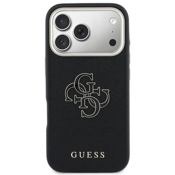 Kryt na mobil Guess PU Resin Logo na Apple iPhone 17 Pro čierny

