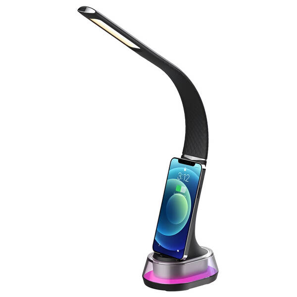 Stolná lampa IMMAX CORELLA, Qi nabíjanie, 7W čierna

