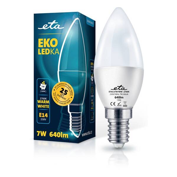 LED žiarovka ETA EKO LEDka sviečka 7W, E14, teplá biela 

