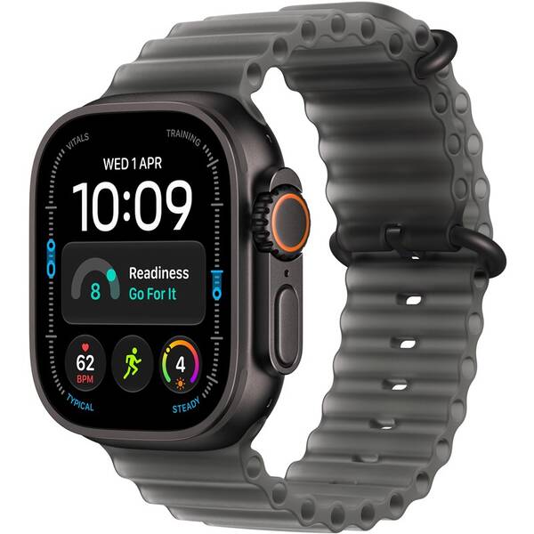 Inteligentné hodinky Apple GPS + Cellular 49 mm černý titan, průsvitně černý oceánský řemínek 


