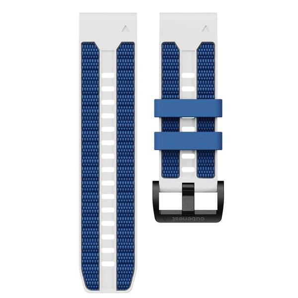 Remienok Cubenest Premium Silicone Garmin QuickFit Band 26mm biely/modrý

