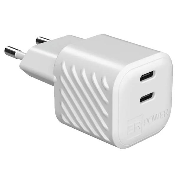 Nabíjačka do siete ERPOWER Dual mini GaN 65W 2xUSB-C biela

