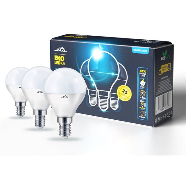 LED žiarovka ETA EKO LEDka mini globe 7W, E14, teplá biela, 3ks 

