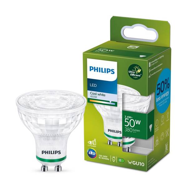 LED žiarovka Philips 50W, GU10, studená bílá 


