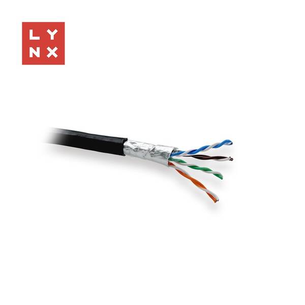 Kábel Lynx FTP Cat5e, PE (Fca), 0,5mm, celoměděný, venkovní, box 305m čierny

