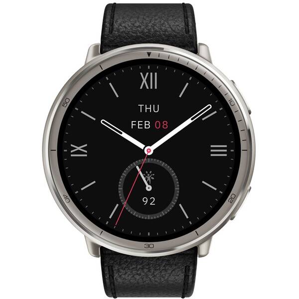 Inteligentné hodinky Amazfit Active 2 Premium NFC (Round) s koženým remienkom čierne

