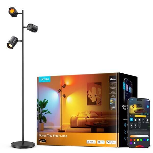 Stojacia lampa Govee Tree Lamp RGBICWW, Matter čierna

