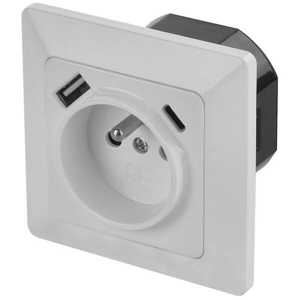 Zásuvka EMOS jednonásobná s USB-A a USB-C biela

