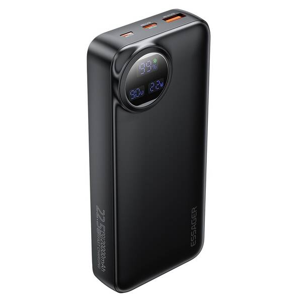 Powerbank Essager s digitálnym displejom a integrovaným káblom 20000 mAh 22,5 W čierna

