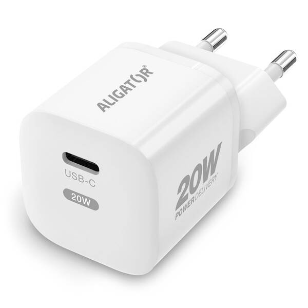 Nabíjačka do siete Aligator Power Delivery 20W, USB-C biela

