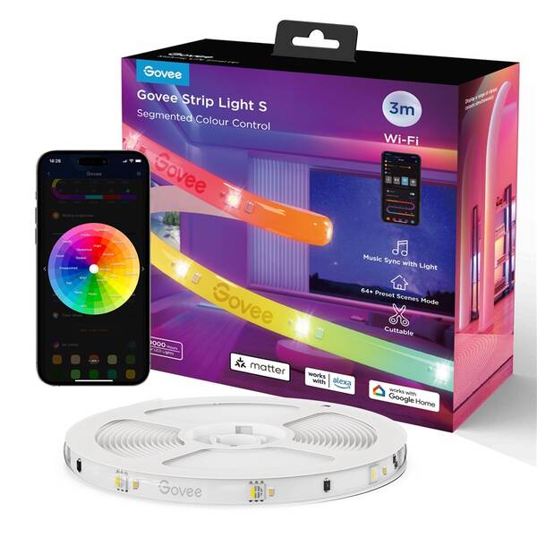 LED pásik Govee Smart PRO, Matter WiFi RGBICW, 3 m biely

