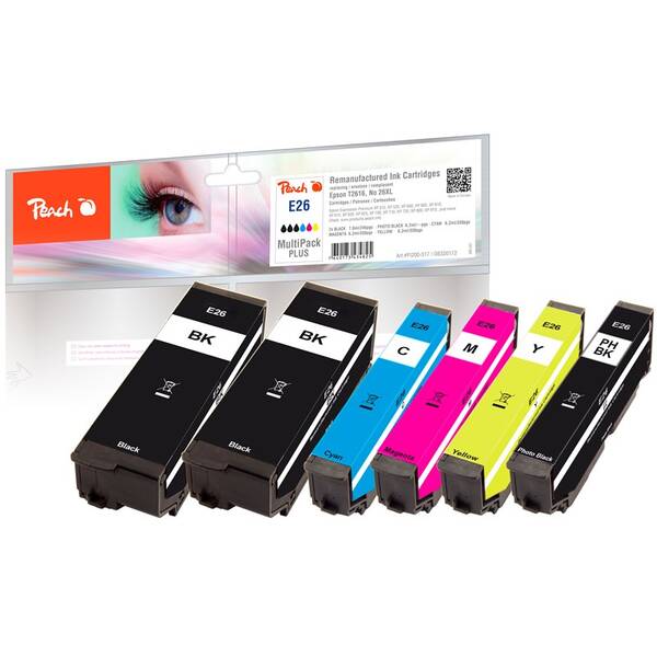 Cartridge Peach Epson 26, T2616, MultiPack Plus, 2x 7,6, 4x 6,2 ml - CMYK 

