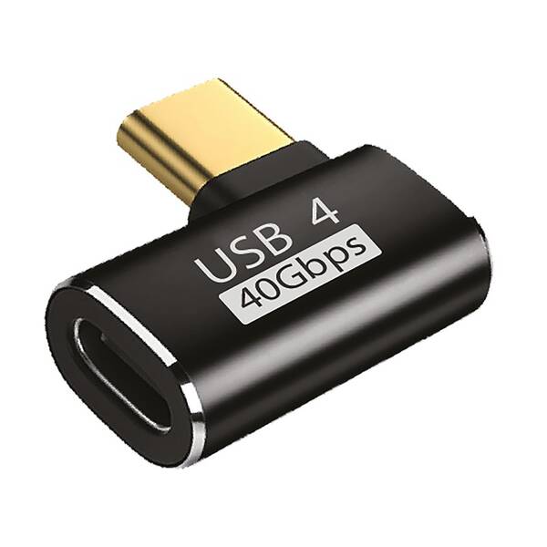Redukcia WG uhlový konektor 90 stupňov Type-C (male) to USB-C (female) čierna

