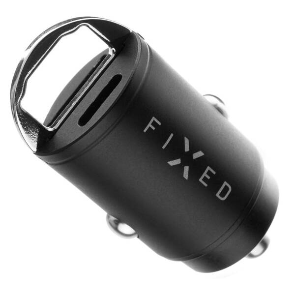 Adaptér do auta FIXED USB-C PD, USB QC 3.0, 30W čierny

