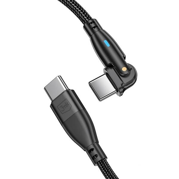 Kábel 3mk Hyper N-SERIES USB-C/USB-C, otočný, 60W, 2m čierny

