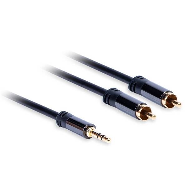 Kábel AQ 3,5 mm Jack/2xRCA, M/M, 0,75 m čierny

