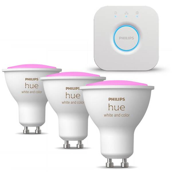 Inteligentná žiarovka Philips Bluetooth 5,7W, GU10, White and Color Ambiance, 3ks + bridge 

