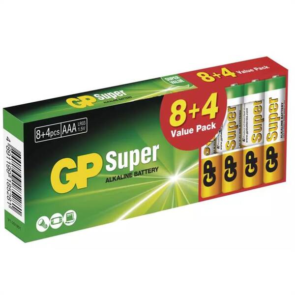 Batéria alkalická GP LR03 (AAA), 8+4KS 

