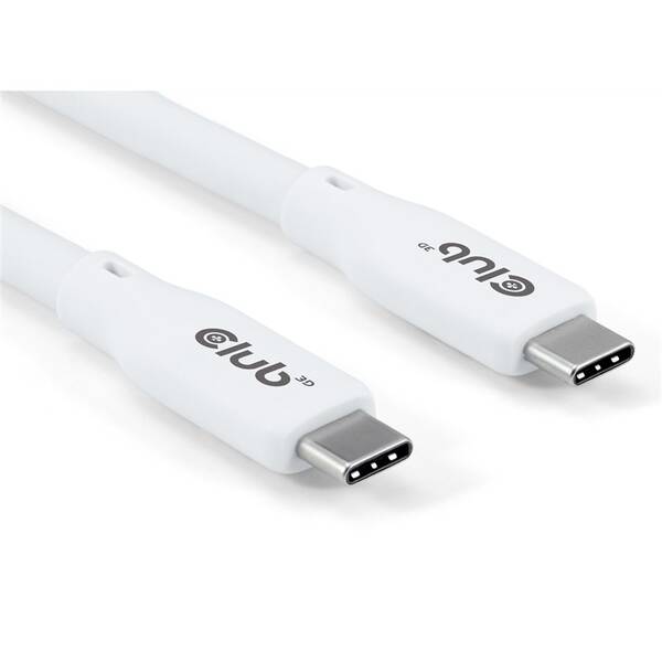Kábel Club3D USB-C 4.0, 20Gbps, 4K60Hz, PD 240W, 2m biely

