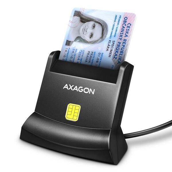 Čítačka eObčianok Axagon USB-A StandReader, 1,3m čierna

