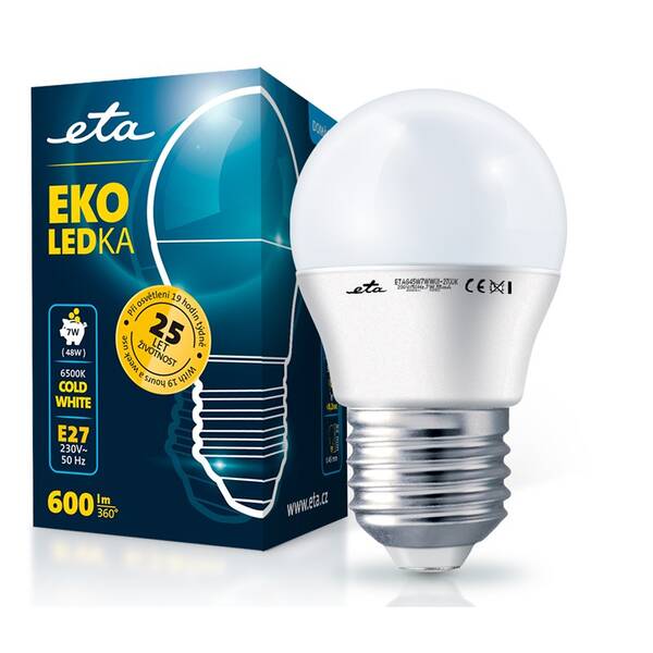 LED žiarovka ETA EKO LEDka mini globe 7W, E27, studená biela 

