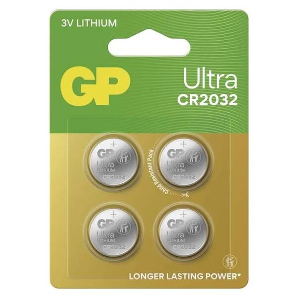 Batéria lítiová GP ULTRA CR2032 4BL, knoflíková 

