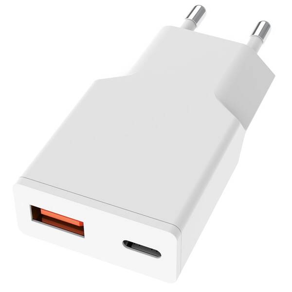 Nabíjačka do siete Solight USB A+C 20W fast charger biely

