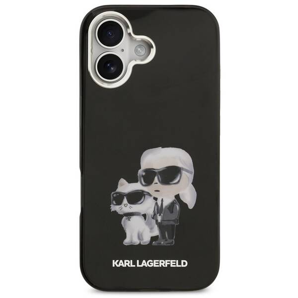 Kryt na mobil Karl Lagerfeld IML Aquarelle Karl and Choupette na Apple iPhone 17 čierny


