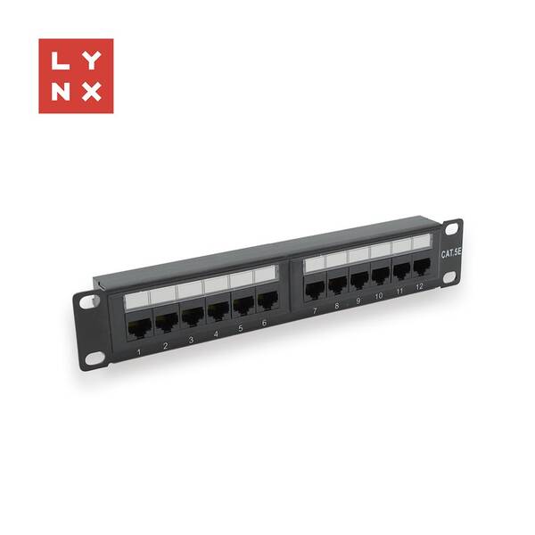 Držiak Lynx 10" patch panel 12port, UTP Cat5e, 50µ, nestíněný čierny

