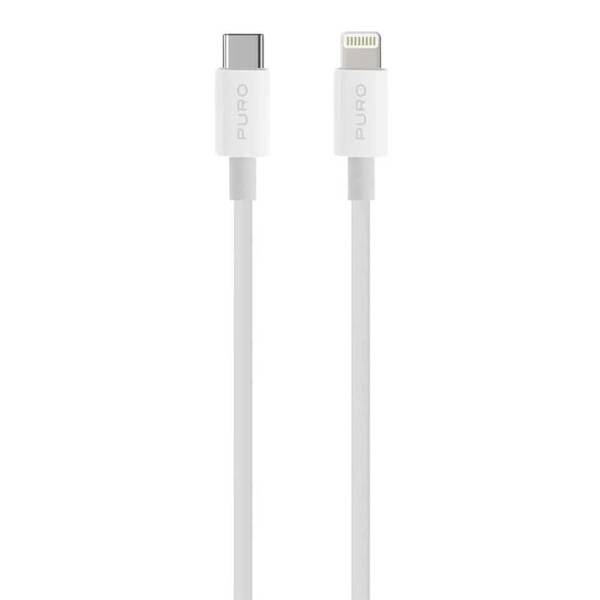 Kábel Puro Plain Lightning/USB-C, 1 m biely

