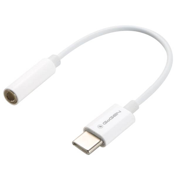 Kábel GoGEN USB-C (M) / 3,5mm jack (F), 0,2m biely

